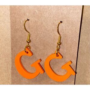 ☀️3/$9☀️ Letter “G” Earrings with Sterling Silver Hooks. (Orange)